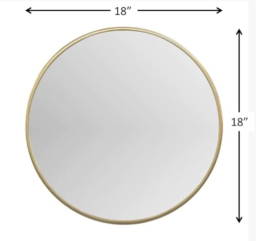 The arts box Round Mirror for Bathroom, Gold Circle Mirror for Wall Mounted, Modern Brushed Brass Metal Frame Round Mirror for Wall Decor, Vanity, Living Room, Bedroom, Framed (Gold, 18Inch)|B0CSQKL3X8