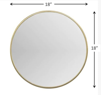 The arts box Round Mirror for Bathroom, Gold Circle Mirror for Wall Mounted, Modern Brushed Brass Metal Frame Round Mirror for Wall Decor, Vanity, Living Room, Bedroom, Framed (Gold, 18Inch)|B0CSQKL3X8