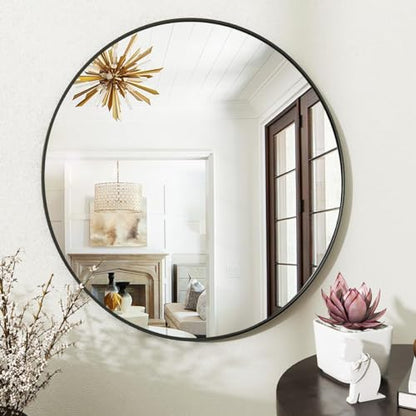 The arts box Round Mirror for Bathroom, Gold Circle Mirror for Wall Mounted, Modern Brushed Brass Metal Frame Round Mirror for Wall Decor, Vanity, Living Room, Bedroom, Framed (Gold, 18Inch)|B0CSQKL3X8