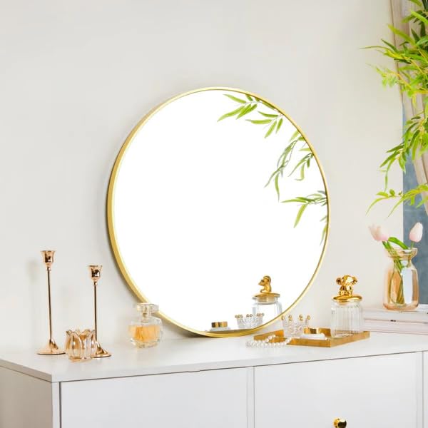 The Arts Box Round Wall Mirror I Metal Frame I Modern Design Metal Frame I Bathroom Wash Basin, Bedroom, Drawing Room (Black, 18)|B0CZHRM28H
