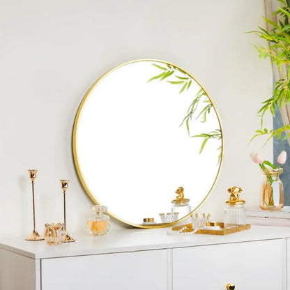 The Arts Box Round Wall Mirror I Metal Frame I Modern Design Metal Frame I Bathroom Wash Basin, Bedroom, Drawing Room (Black, 18)|B0CZHRM28H
