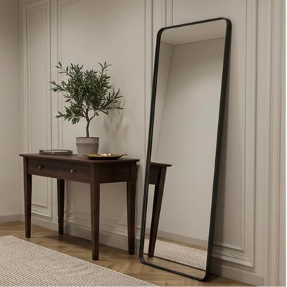 The Artment your artistic apartment Vista Arched Unbreakable Floor Full Length Mirror | Large Free Standing with Aluminium Frame | Leaning for Living Room Home Decor (Black (Square), 155 X 45 CM)|B0DQ51YG8Y