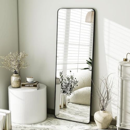 The Artment your artistic apartment Vista Arched Unbreakable Floor Full Length Mirror | Large Free Standing with Aluminium Frame | Leaning for Living Room Home Decor (Black (Square), 155 X 45 CM)|B0DQ51YG8Y