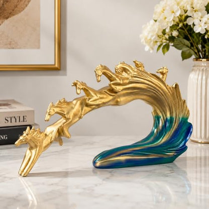 eCraftIndia Resin Running Horse Showpiece for Home Decor Office | Gift for Housewarming Birthday|B0GQBJZ9GW