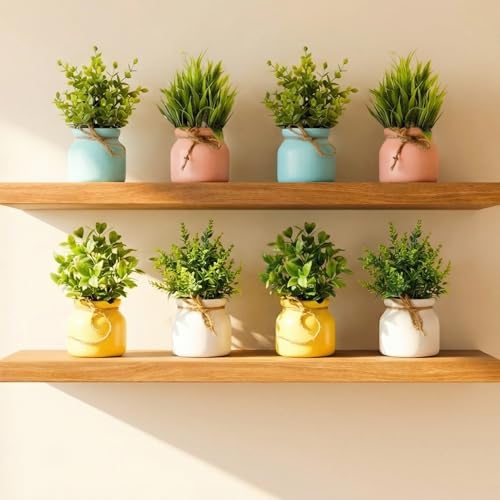 Dekorly Artificial Potted Plants, Artificial Plastic Eucalyptus Plants Small Indoor Potted Houseplants, Small Faux Plants for Home Decor Bathroom Office Farmhouse (Set 0F 8)|B0BCKLM33P