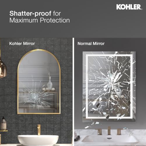 Kohler Essential Arch Mirror for Wall | HD Reflection with 100% Silver Coating | Decorative Mirror for Bedroom/Living Room/Bathroom | Brushed Gold Aluminium Frame, 508 x 813 mm|B0D7W7S3HD