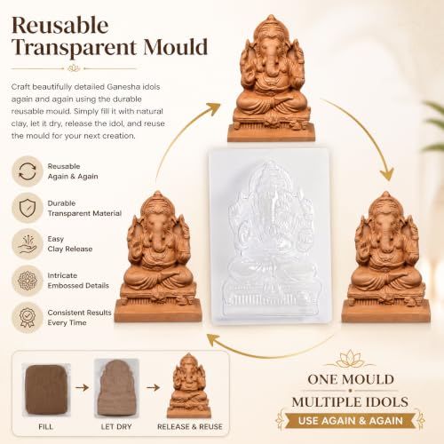 Itsy Bitsy- Natural Clay Ganesha Idol | DIY Eco-Friendly Mould and Make Kit | DIY Ganpati Murti Making Kit for Craft, Decoration | Gift for Kids & Adults|B07WR68ZST