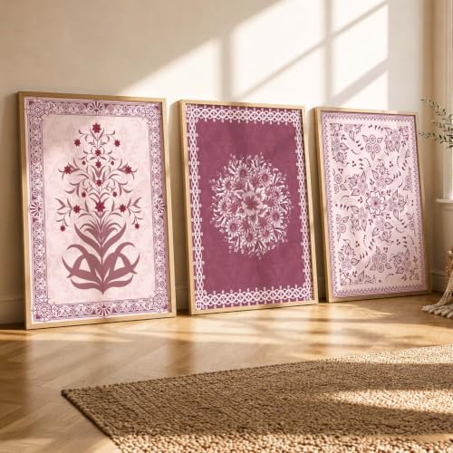 kotart Traditional Wall Art Painting With Frame Pichwai Art Home Decoration For Living Room Bed Room Hotel Wall Decor Digital Reprint Set of 3 (19X25 inch)|B0FR96F34X