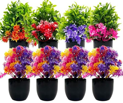 Dekorly Artificial Potted Plants, Artificial Plastic Eucalyptus Plants Small Indoor Potted Houseplants, Small Faux Plants for Home Decor Bathroom Office Farmhouse (Set 0F 8)|B0BCKLM33P
