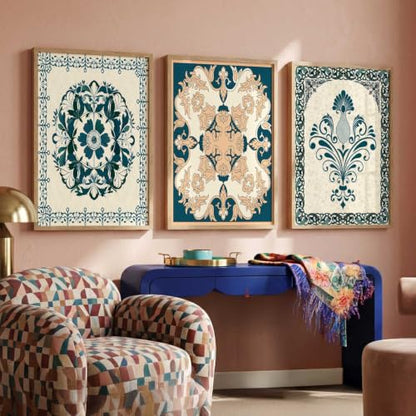 kotart Madhubani Art Wall Painting Traditional Home Decoration With Frame For Living Room Bed Room Hotel Wall Decor Digital Reprint Set of 3 (13X17 inch)|B0FR94ZBWP