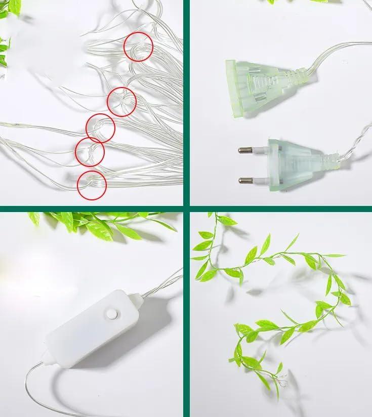One94Store Artificial Leaf Curtain Lights – 200 LED Warm White Fairy String Lights, 3x1m, Remote Control with 8 Lighting Modes for Home, Wedding, Party, Diwali, Christmas & Festival Decoration|B0CVGY985K