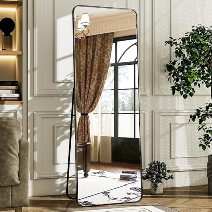 The Artment your artistic apartment Vista Arched Unbreakable Floor Full Length Mirror | Large Free Standing with Aluminium Frame | Leaning for Living Room Home Decor (Black (Square), 155 X 45 CM)|B0DQ51YG8Y