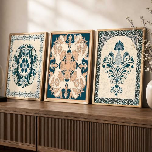 kotart Madhubani Art Wall Painting Traditional Home Decoration With Frame For Living Room Bed Room Hotel Wall Decor Digital Reprint Set of 3 (13X17 inch)|B0FR94ZBWP