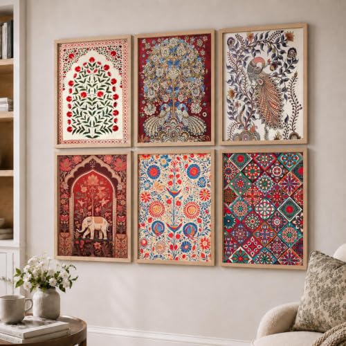 kotart Premium Digital Madhubani Paintings with Frame for Living Room Bedroom Office Room Decor - Pack of 6 (Art 1, 10x13 inch)|B0CNZH39HQ