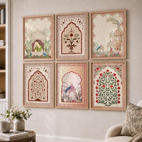 kotart Premium Digital Madhubani Paintings with Frame for Home Decoration - Traditional Painting for Living Room Bedroom Office Room Decor - Painting for Wall Decoration - Pack of 6 (Art 6, 10x13 inch)|B0CNZHP7C7