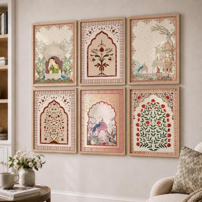 kotart Premium Digital Madhubani Paintings with Frame for Home Decoration - Traditional Painting for Living Room Bedroom Office Room Decor - Painting for Wall Decoration - Pack of 6 (Art 6, 10x13 inch)|B0CNZHP7C7