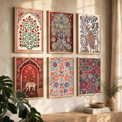 kotart Premium Digital Madhubani Paintings with Frame for Living Room Bedroom Office Room Decor - Pack of 6 (Art 1, 10x13 inch)|B0CNZH39HQ