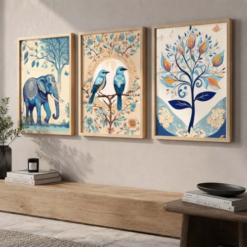 kotart Madhubani Art Wall Painting Traditional Home Decoration With Frame For Living Room Bed Room Hotel Wall Decor Digital Reprint Set of 3 (13X17 inch)|B0FR94ZBWP