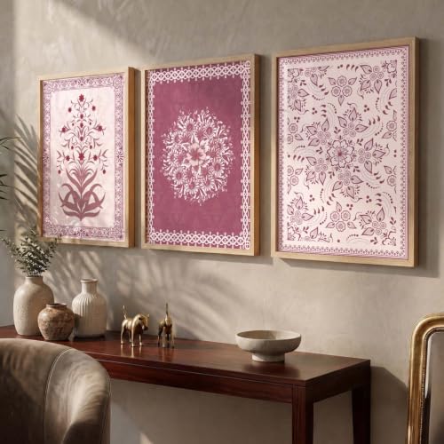 kotart Madhubani Art Wall Painting Traditional Home Decoration With Frame For Living Room Bed Room Hotel Wall Decor Digital Reprint Set of 3 (13X17 inch)|B0FR94ZBWP