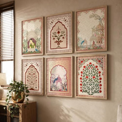 kotart Premium Digital Madhubani Paintings with Frame for Living Room Bedroom Office Room Decor - Pack of 6 (Art 1, 10x13 inch)|B0CNZH39HQ