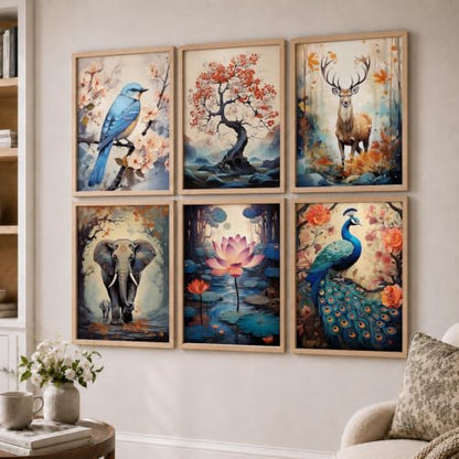 kotart Premium Digital Madhubani Art Paintings with Frame for Home Decor - Wall Painting for Living Room - Pack of 6 (10x13, painting for wall decoration)|B0CQTDMRD3