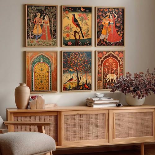 kotart Premium Digital Madhubani Paintings with Frame for Living Room Bedroom Office Room Decor - Pack of 6 (Art 1, 10x13 inch)|B0CNZH39HQ