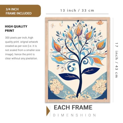 kotart Madhubani Art Wall Painting Traditional Home Decoration With Frame For Living Room Bed Room Hotel Wall Decor Digital Reprint Set of 3 (13X17 inch)|B0FR94ZBWP