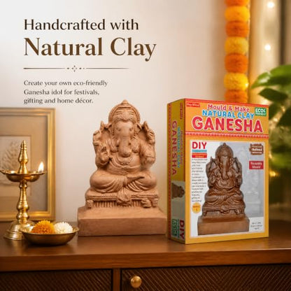 Itsy Bitsy- Natural Clay Ganesha Idol | DIY Eco-Friendly Mould and Make Kit | DIY Ganpati Murti Making Kit for Craft, Decoration | Gift for Kids & Adults|B07WR68ZST