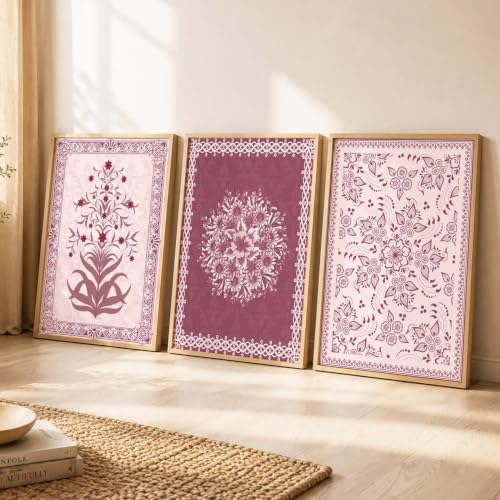 kotart Madhubani Art Wall Painting Traditional Home Decoration With Frame For Living Room Bed Room Hotel Wall Decor Digital Reprint Set of 3 (13X17 inch)|B0FR94ZBWP
