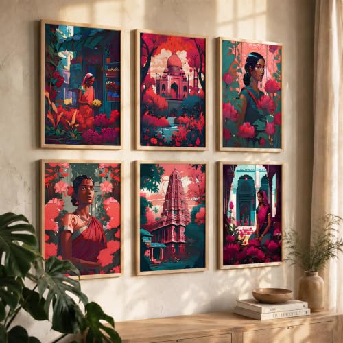 kotart Premium Digital Madhubani Paintings with Frame for Living Room Bedroom Office Room Decor - Pack of 6 (Art 1, 10x13 inch)|B0CNZH39HQ