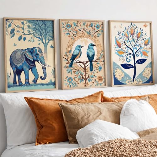 kotart Madhubani Art Wall Painting Traditional Home Decoration With Frame For Living Room Bed Room Hotel Wall Decor Digital Reprint Set of 3 (13X17 inch)|B0FR94ZBWP