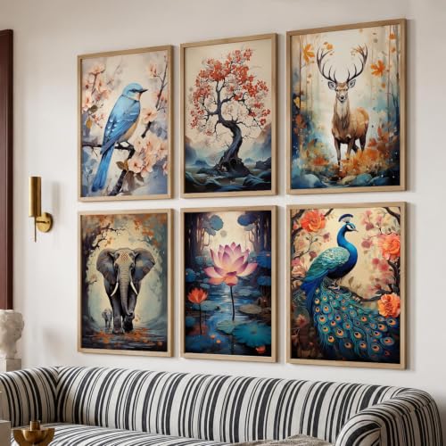 kotart Premium Digital Madhubani Art Paintings with Frame for Home Decor - Wall Painting for Living Room - Pack of 6 (10x13, painting for wall decoration)|B0CQTDMRD3