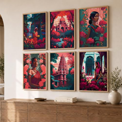 kotart Premium Digital Madhubani Paintings with Frame for Living Room Bedroom Office Room Decor - Pack of 6 (Art 1, 10x13 inch)|B0CNZH39HQ
