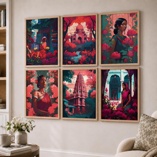 kotart Premium Digital Madhubani Paintings with Frame for Living Room Bedroom Office Room Decor - Pack of 6 (Art 1, 10x13 inch)|B0CNZH39HQ