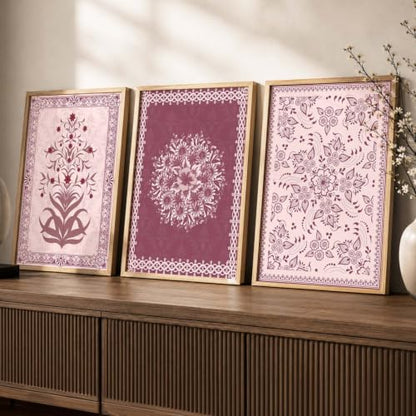 kotart Madhubani Art Wall Painting Traditional Home Decoration With Frame For Living Room Bed Room Hotel Wall Decor Digital Reprint Set of 3 (13X17 inch)|B0FR94ZBWP