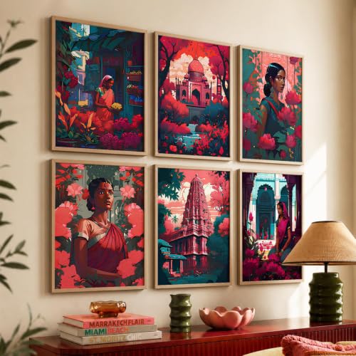 kotart Premium Digital Madhubani Paintings with Frame for Living Room Bedroom Office Room Decor - Pack of 6 (Art 1, 10x13 inch)|B0CNZH39HQ