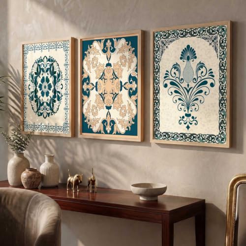 kotart Madhubani Art Wall Painting Traditional Home Decoration With Frame For Living Room Bed Room Hotel Wall Decor Digital Reprint Set of 3 (13X17 inch)|B0FR94ZBWP