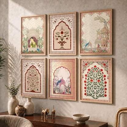 kotart Premium Digital Madhubani Paintings with Frame for Home Decoration - Traditional Painting for Living Room Bedroom Office Room Decor - Painting for Wall Decoration - Pack of 6 (Art 6, 10x13 inch)|B0CNZHP7C7