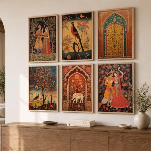 kotart Premium Digital Madhubani Paintings with Frame for Living Room Bedroom Office Room Decor - Pack of 6 (Art 1, 10x13 inch)|B0CNZH39HQ