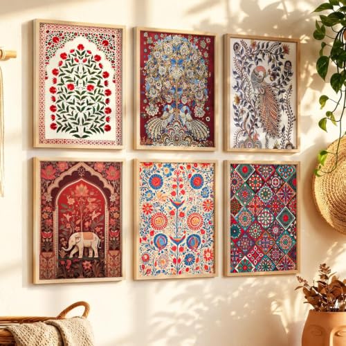 kotart Premium Digital Madhubani Paintings with Frame for Living Room Bedroom Office Room Decor - Pack of 6 (Art 1, 10x13 inch)|B0CNZH39HQ